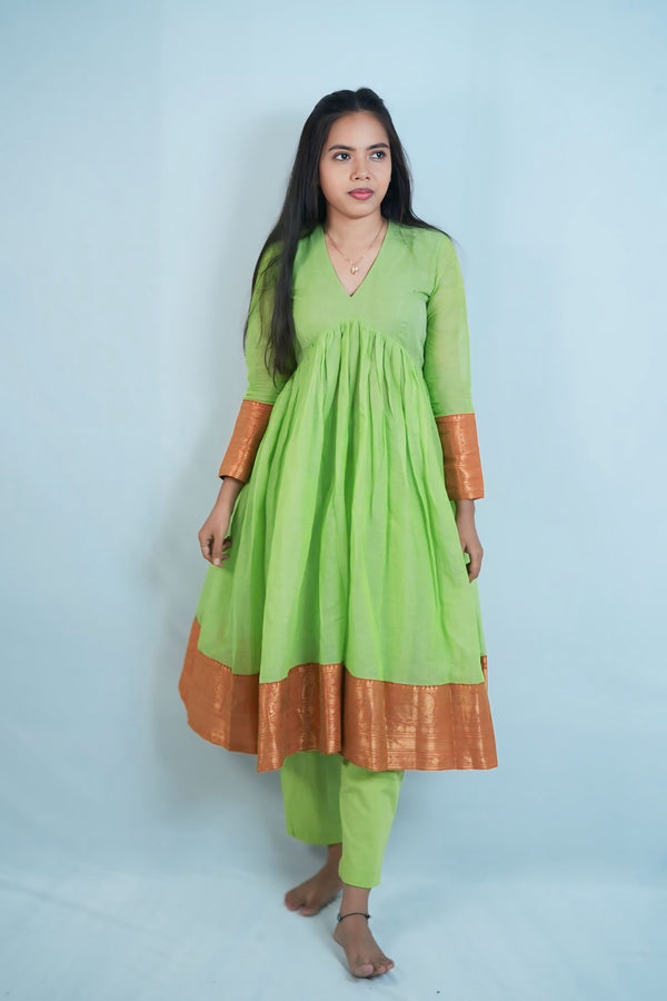 The Zesty Lime Green Anarkali Set