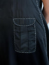 Black Cotton Dress with White Stitch Detail